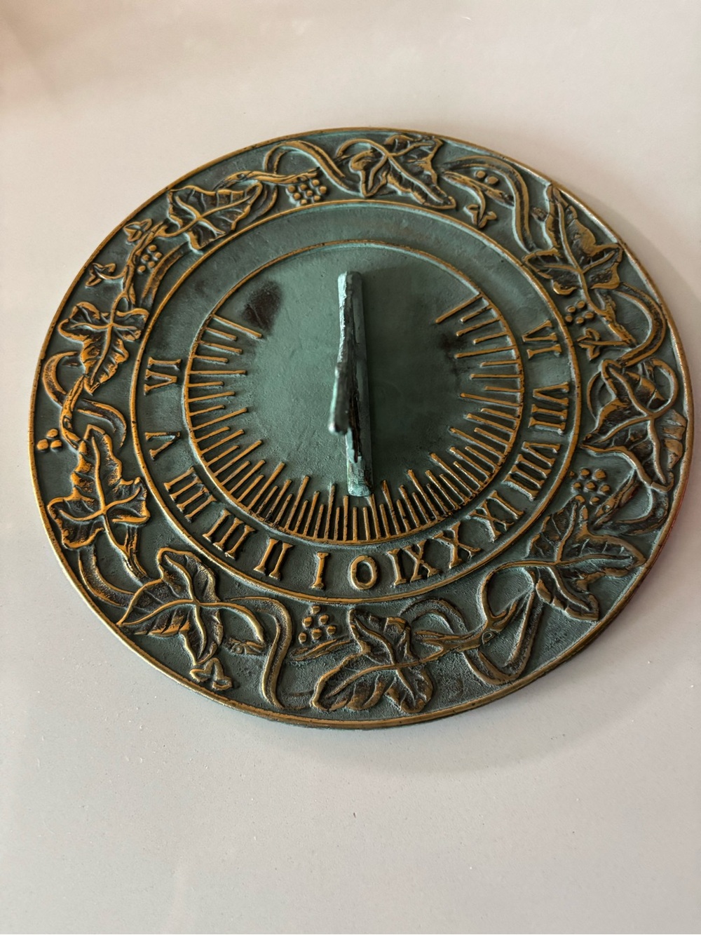 Verdigris Green Decorative Sundial Wall Plaque - Home Wall Decor